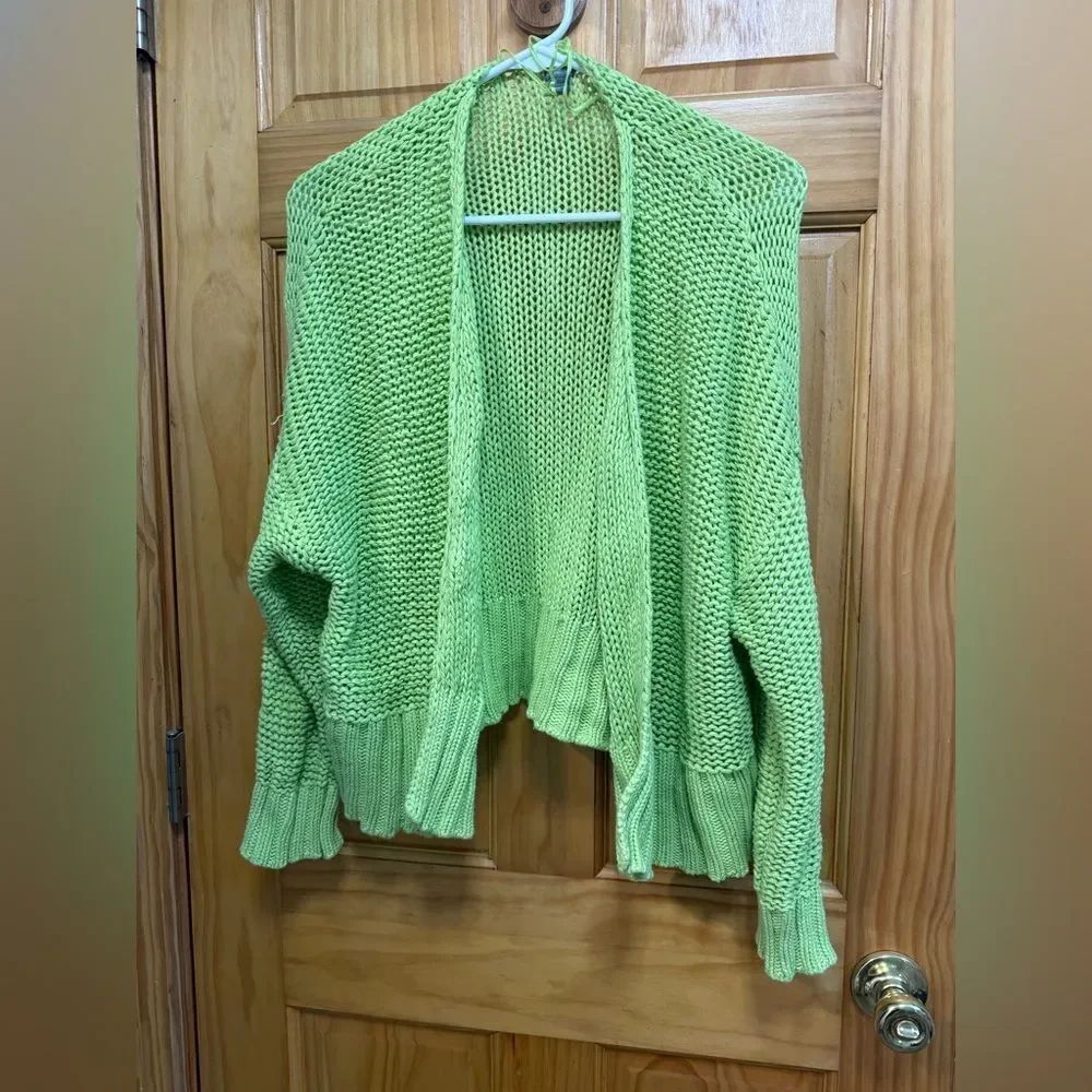 Aerie size M highlighter yellow open knit cardigan